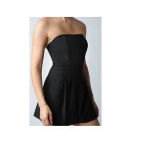 Black Halo Women Strapless Romper “Rihanna” Denim DarkNavy/Black Women Sz 4 NWOT